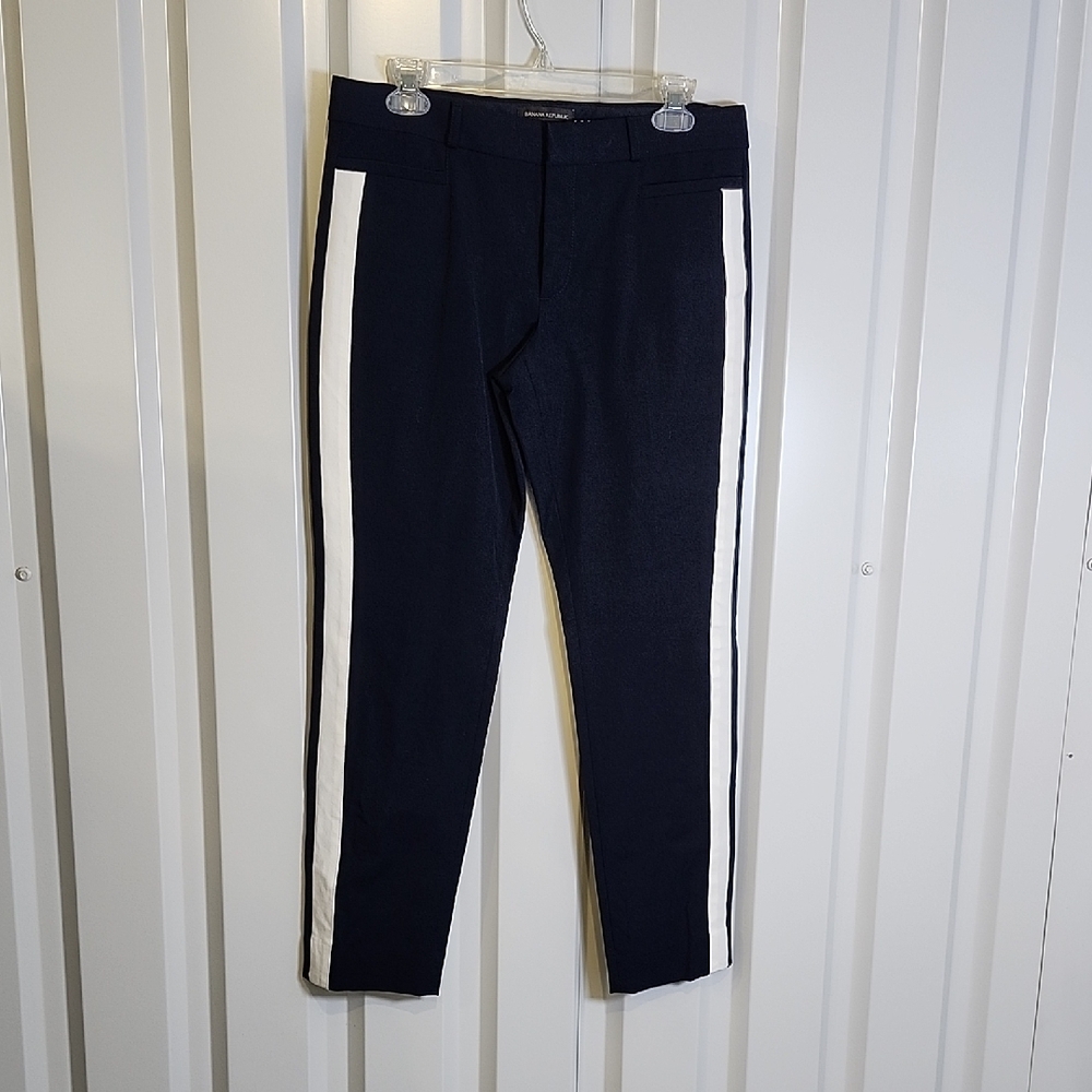Banana Republic Womens Sloan Blue Ankle Pants with White Stripes Size 8
